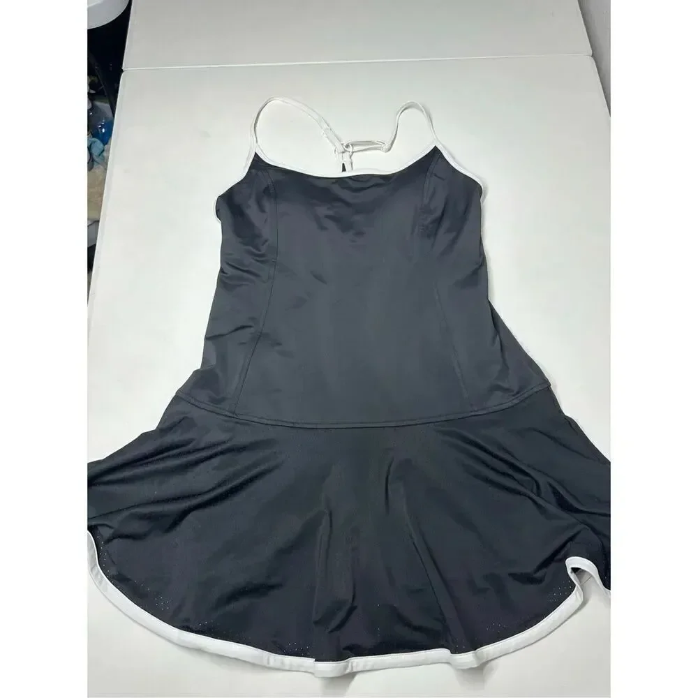 NWOT Love & Sports Womens Size M 8-10 Game On Tennis Dress Black White Trim